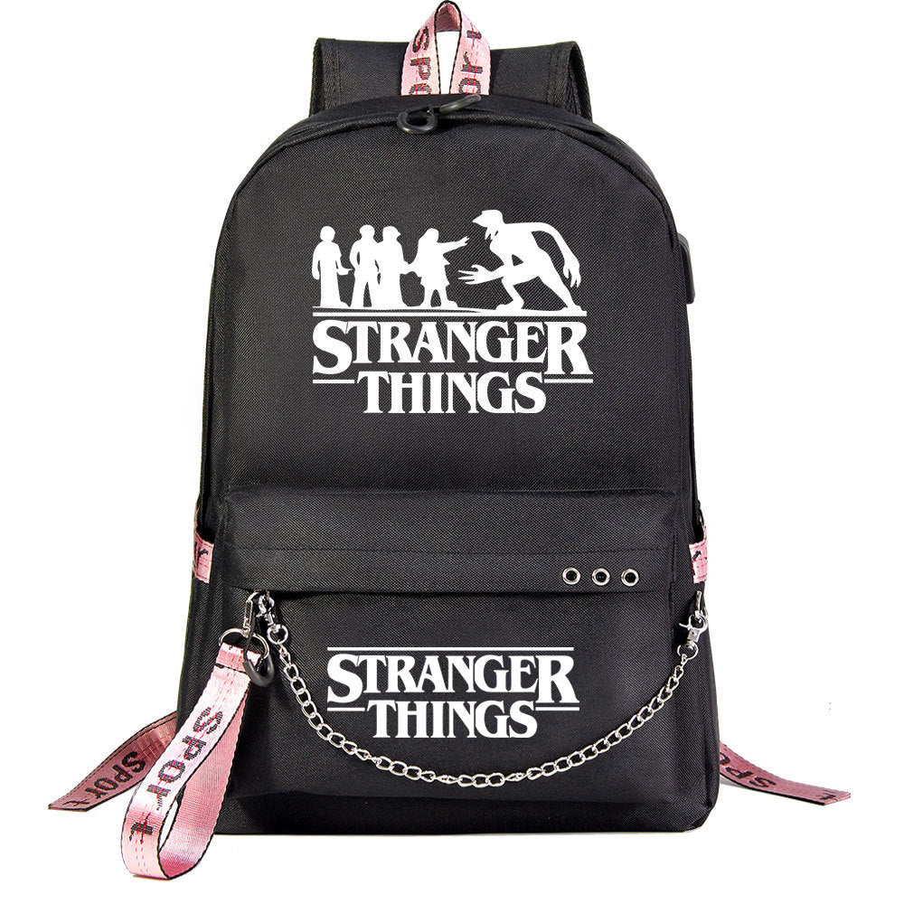 Stranger Things Season 4 Shoolbag Backpack USB Charging Students Notebook Bag for Kids Gifts