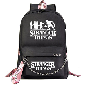 Stranger Things Season 4 Shoolbag Backpack USB Charging Students Notebook Bag for Kids Gifts