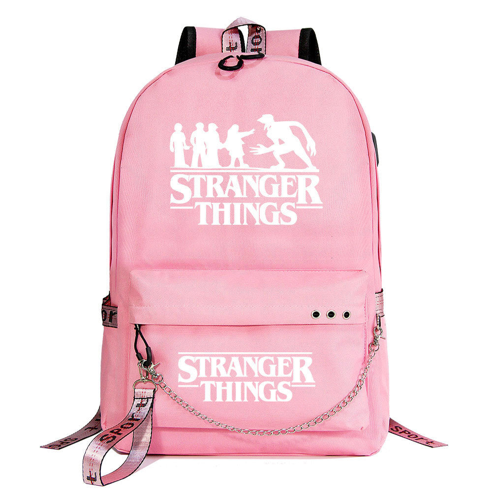 Stranger Things Season 4 Shoolbag Backpack USB Charging Students Notebook Bag for Kids Gifts