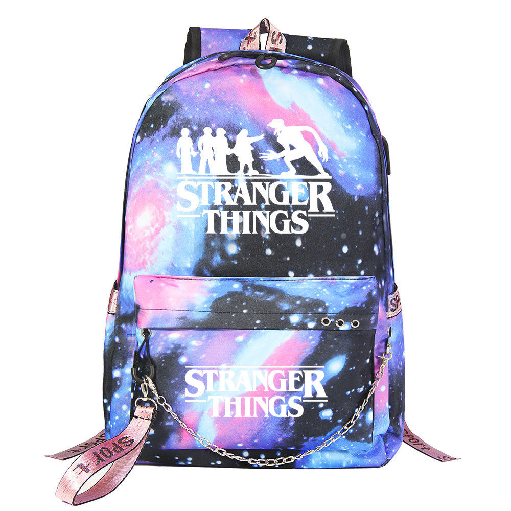 Stranger Things Season 4 Shoolbag Backpack USB Charging Students Notebook Bag for Kids Gifts
