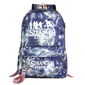 Stranger Things Season 4 Shoolbag Backpack USB Charging Students Notebook Bag for Kids Gifts