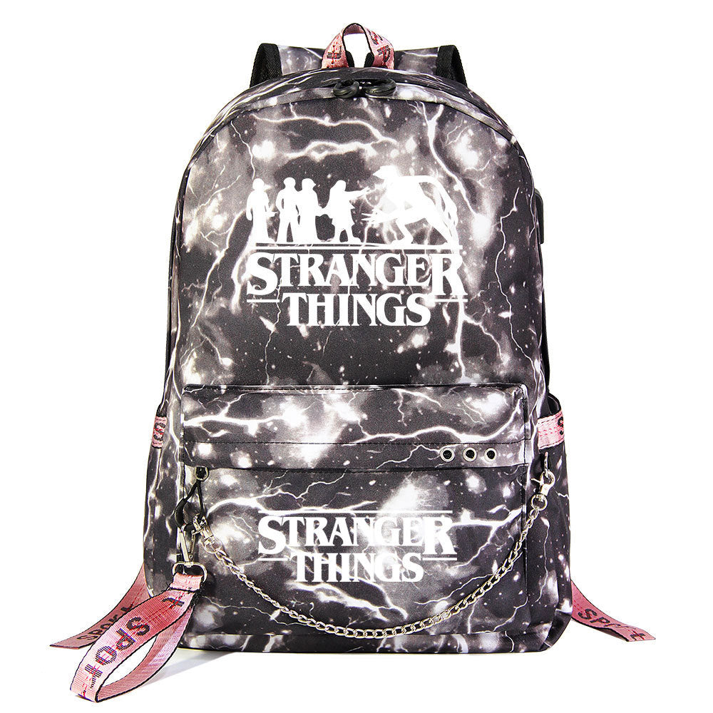 Stranger Things Season 4 Shoolbag Backpack USB Charging Students Notebook Bag for Kids Gifts