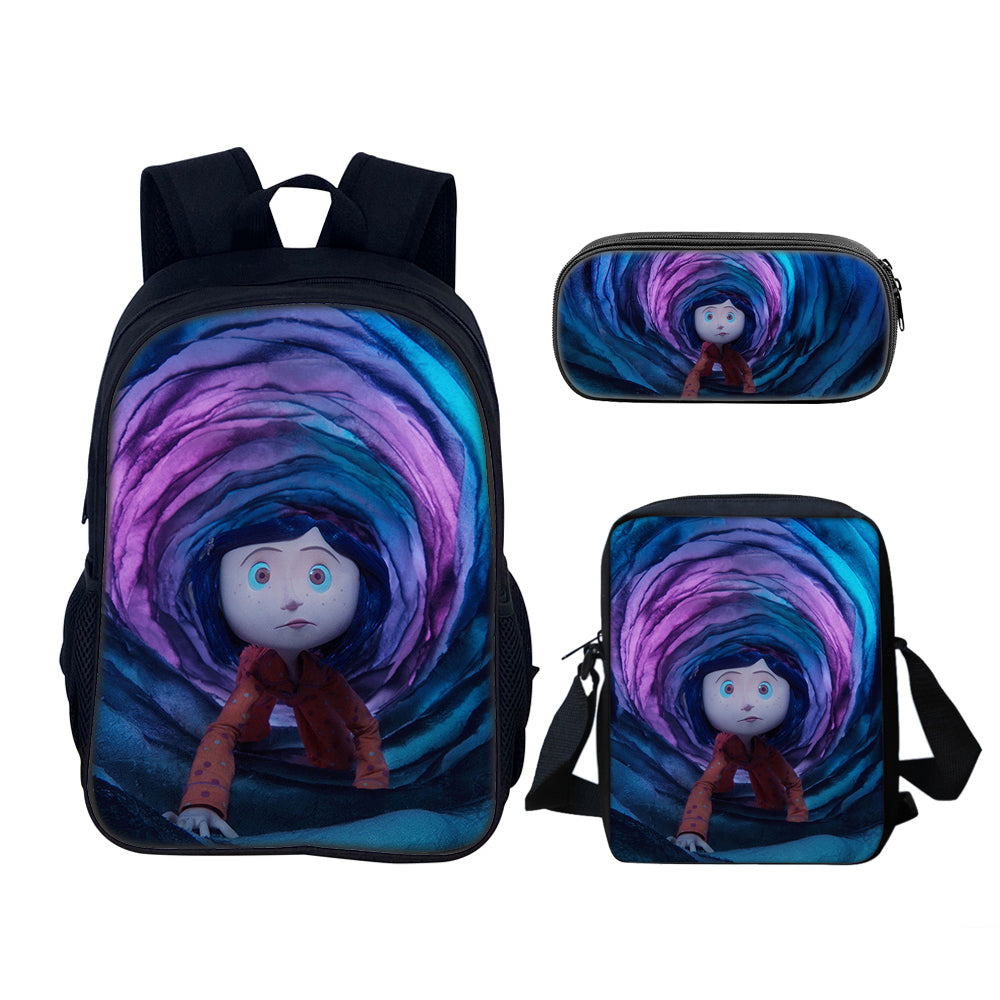 Coraline the Secret Door Schoolbag Backpack Lunch Bag Pencil Case 3pcs Set Gift for Kids Students