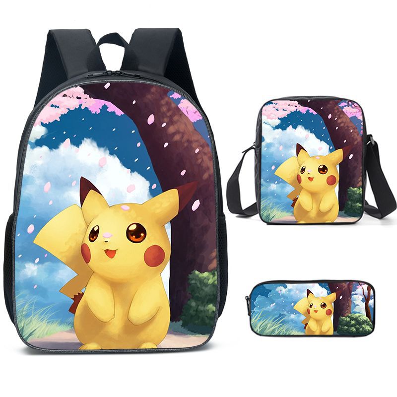 Pokemon Pikachu Schoolbag Backpack Lunch Bag Pencil Case Set Gift for Kids Students