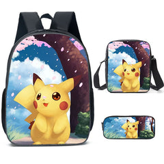 Pokemon Pikachu Schoolbag Backpack Lunch Bag Pencil Case Set Gift for Kids Students
