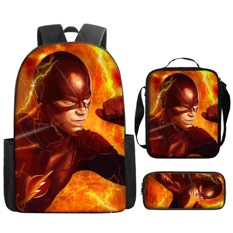 The Flash Schoolbag Backpack Lunch Bag Pencil Case 3pcs Set Gift for Kids Students