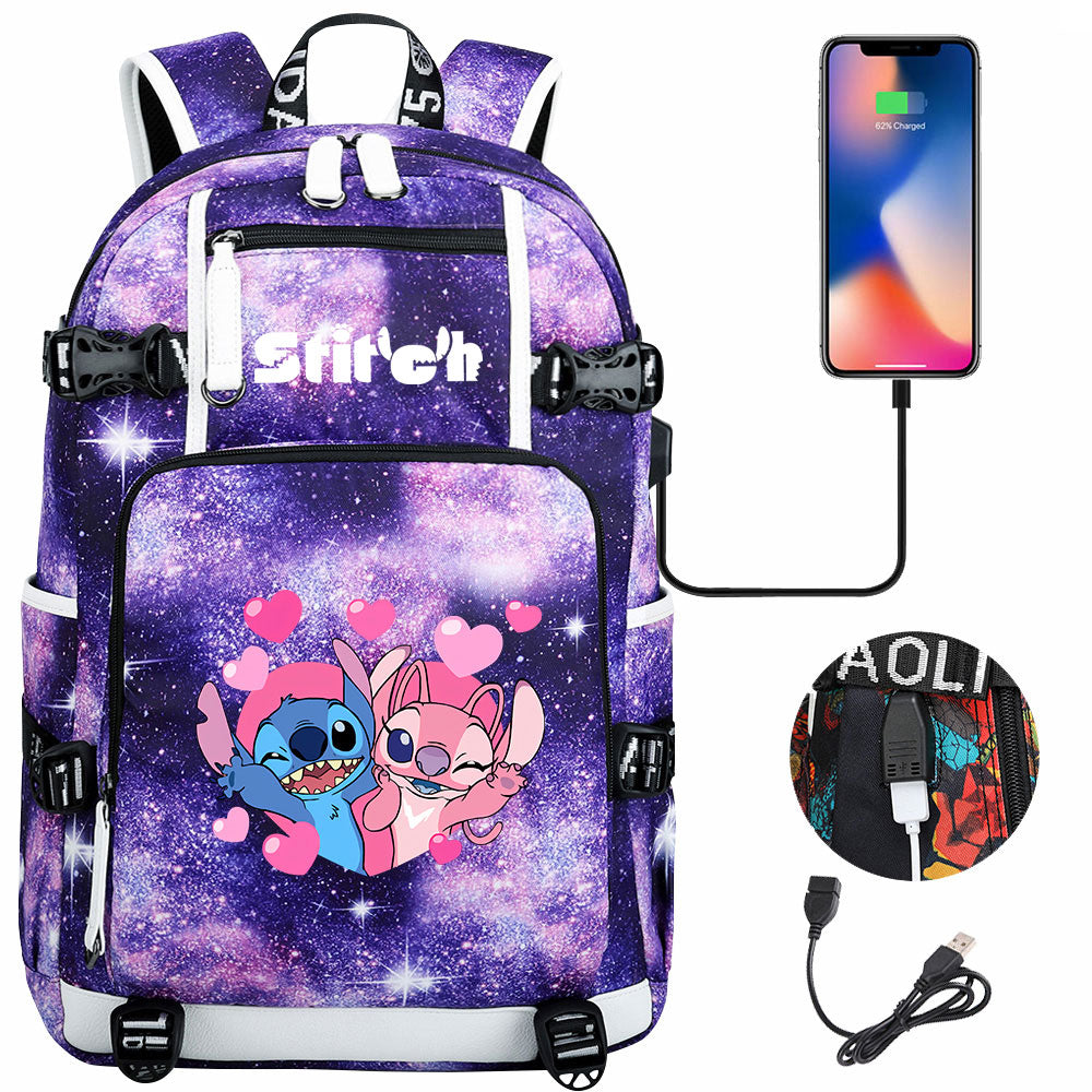 Lilo & Stitch Stitch #7 USB Charging Backpack School NoteBook Laptop Travel Bags