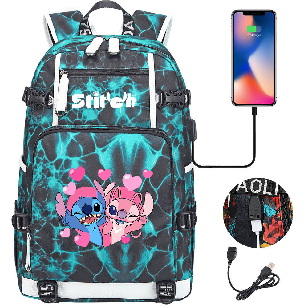 Lilo & Stitch Stitch #7 USB Charging Backpack School NoteBook Laptop Travel Bags