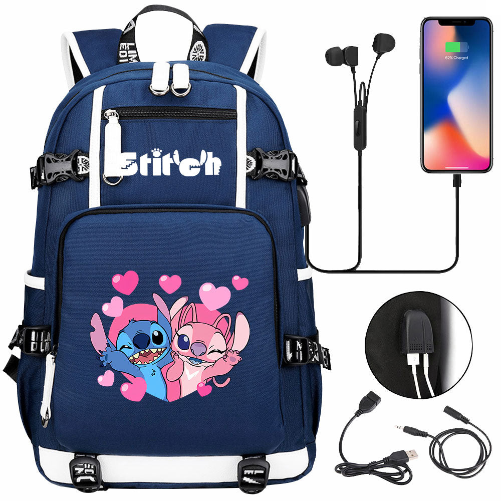 Lilo & Stitch Stitch #7 USB Charging Backpack School NoteBook Laptop Travel Bags