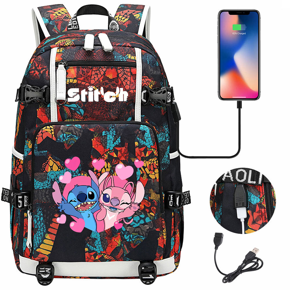 Lilo & Stitch Stitch #7 USB Charging Backpack School NoteBook Laptop Travel Bags