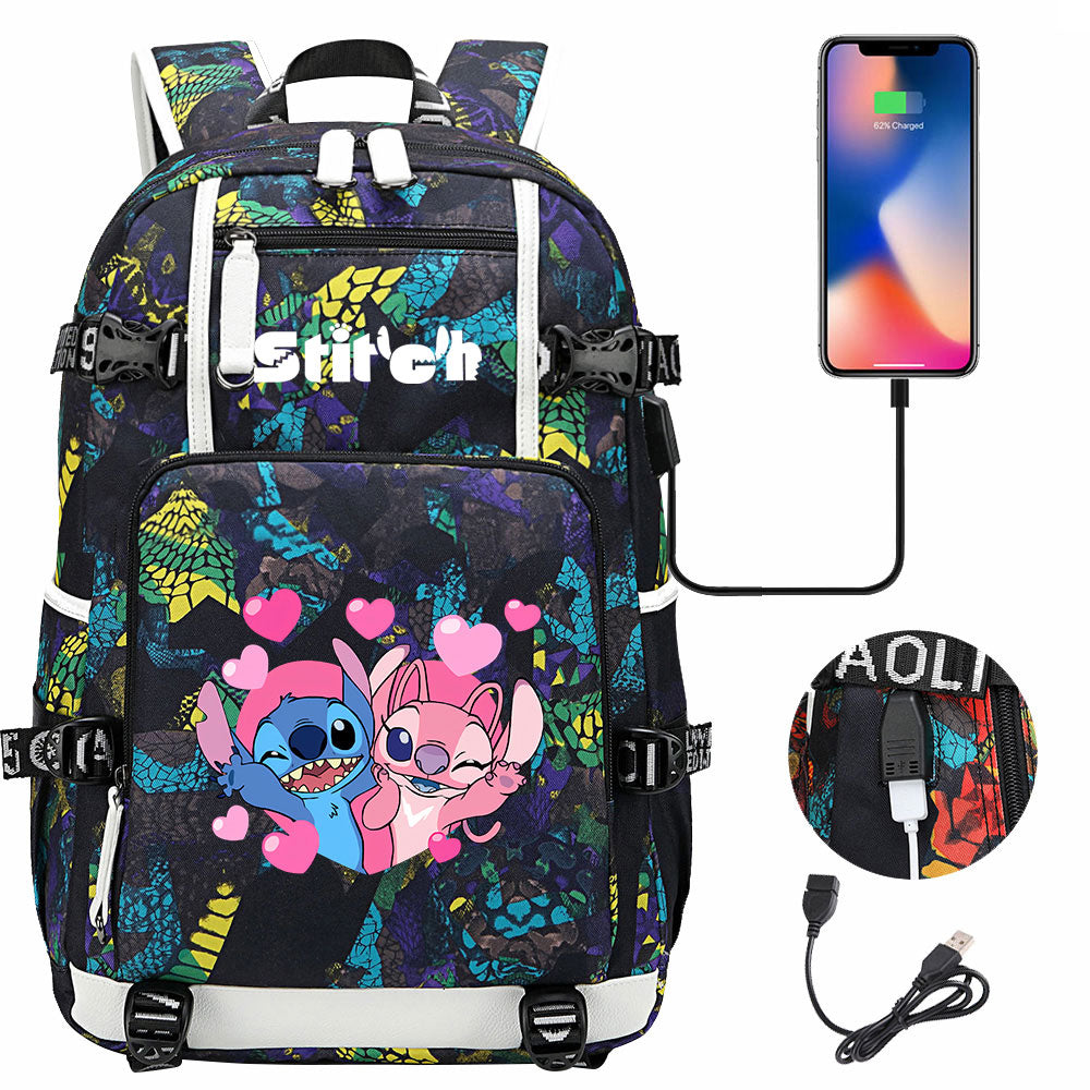 Lilo & Stitch Stitch #7 USB Charging Backpack School NoteBook Laptop Travel Bags