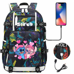 Lilo & Stitch Stitch #7 USB Charging Backpack School NoteBook Laptop Travel Bags