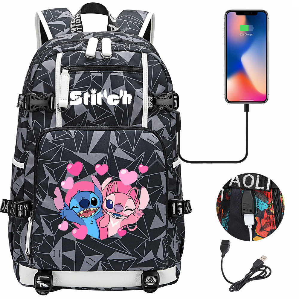 Lilo & Stitch Stitch #7 USB Charging Backpack School NoteBook Laptop Travel Bags