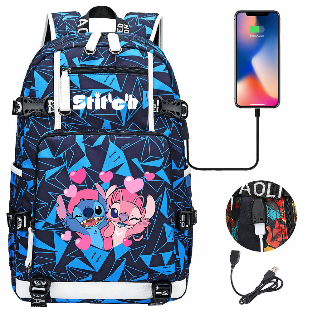 Lilo & Stitch Stitch #7 USB Charging Backpack School NoteBook Laptop Travel Bags