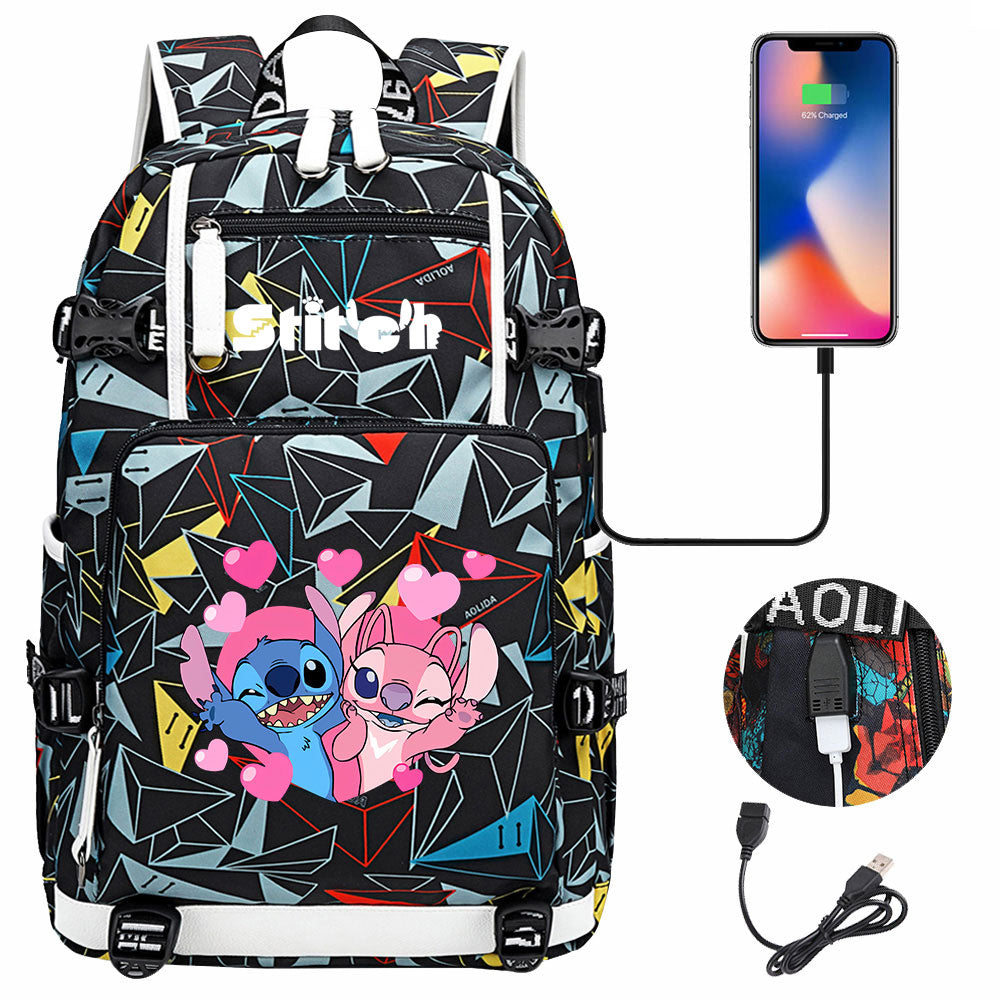 Lilo & Stitch Stitch #7 USB Charging Backpack School NoteBook Laptop Travel Bags