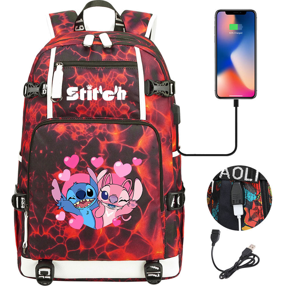 Lilo & Stitch Stitch #7 USB Charging Backpack School NoteBook Laptop Travel Bags