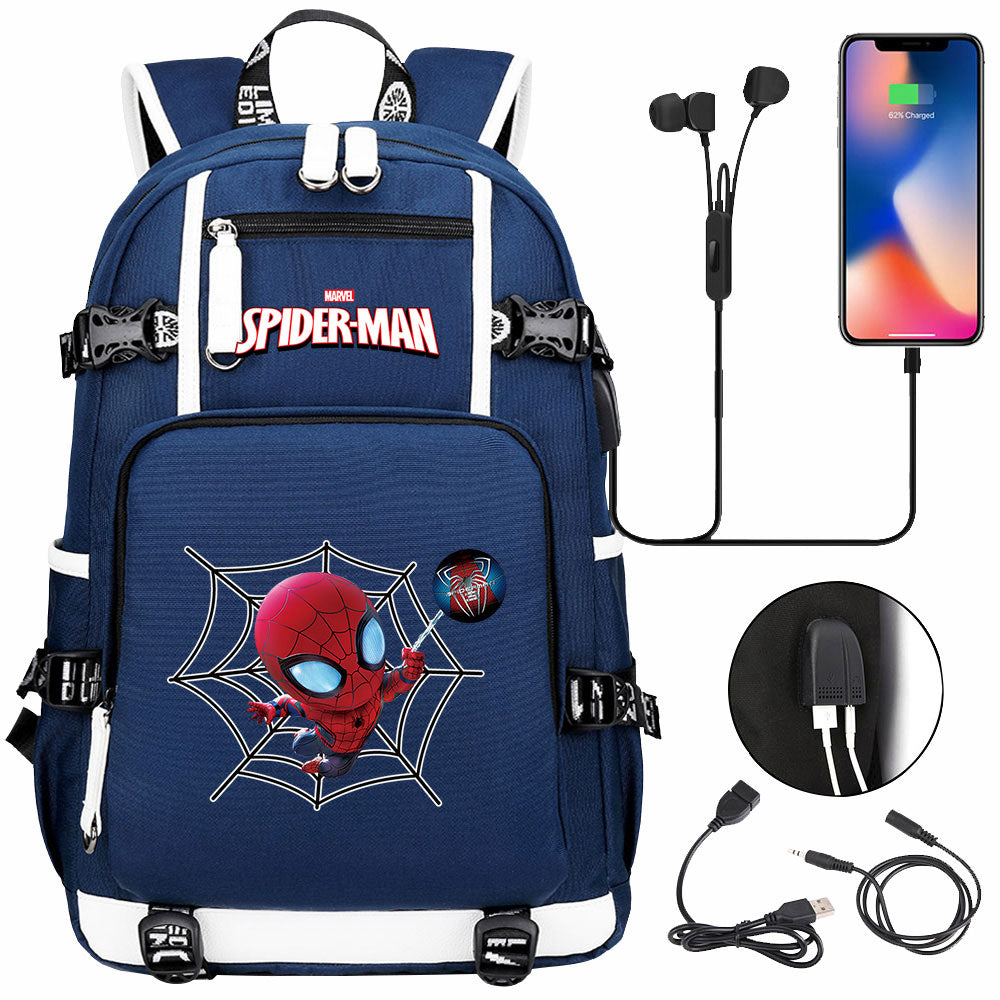 Spiderman Superhero Gwen Miles Morales  USB Charging Backpack School NoteBook Laptop Travel Bags