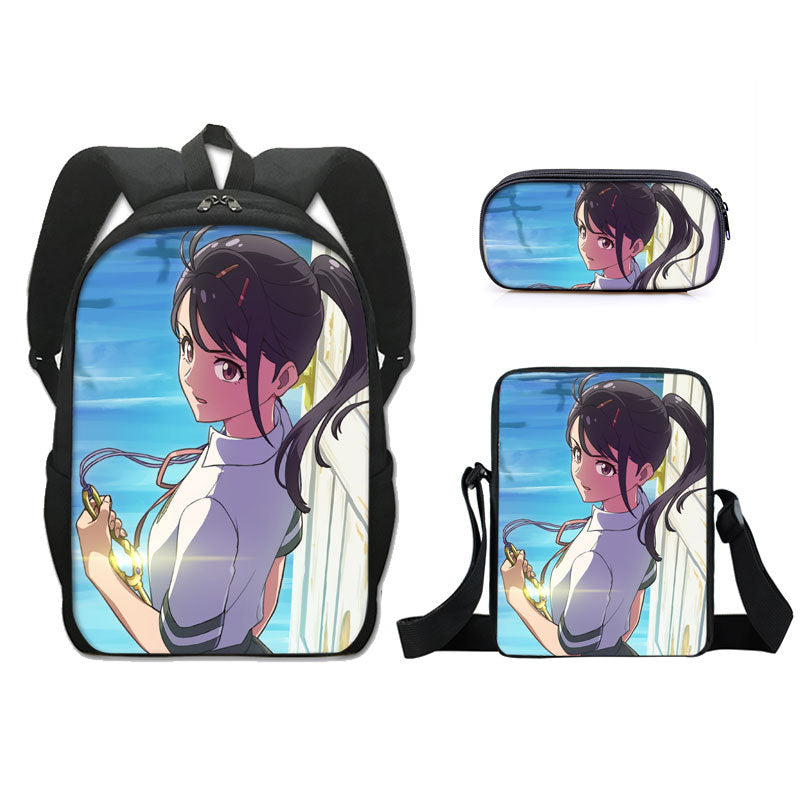 Suzume no Tojimari Schoolbag Backpack Lunch Bag Pencil Case 3pcs Set Gift for Kids Students