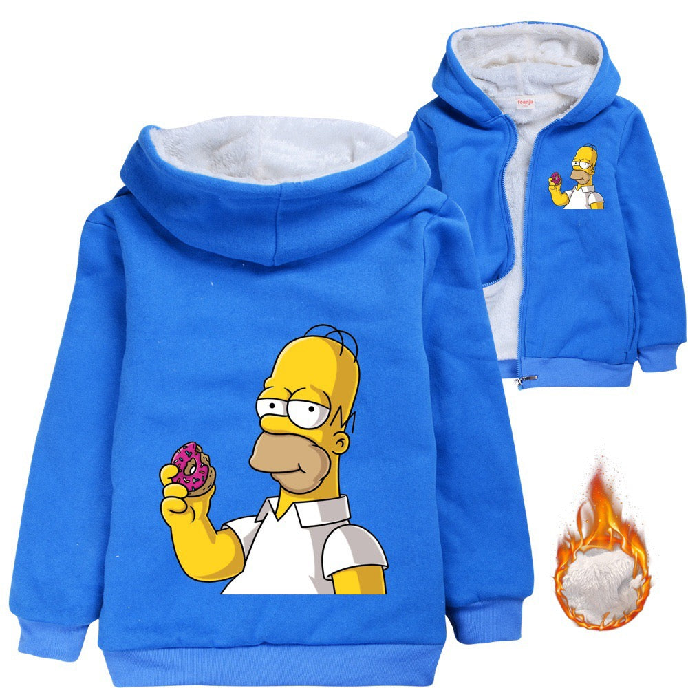 Simpsons Pullover Hoodie Sweatshirt Autumn Winter Unisex Sweater Zipper Jacket for Kids Boy Girls