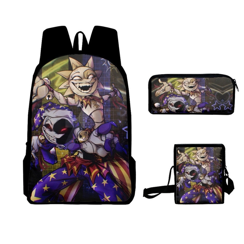 Fnaf Security Breach Sundrop Moondrop Schoolbag Backpack Lunch Bag Pencil Case Set Gift for Kids Students