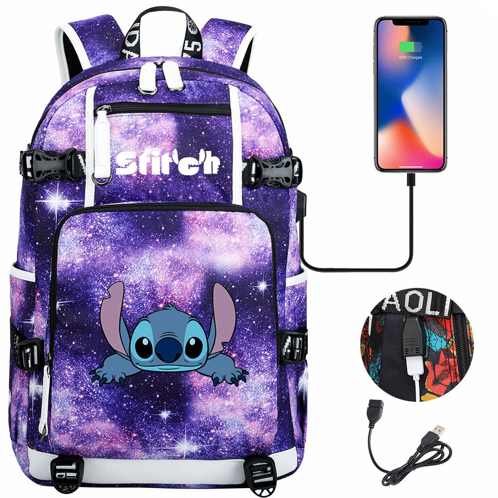 Lilo & Stitch Stitch #9 USB Charging Backpack School NoteBook Laptop Travel Bags