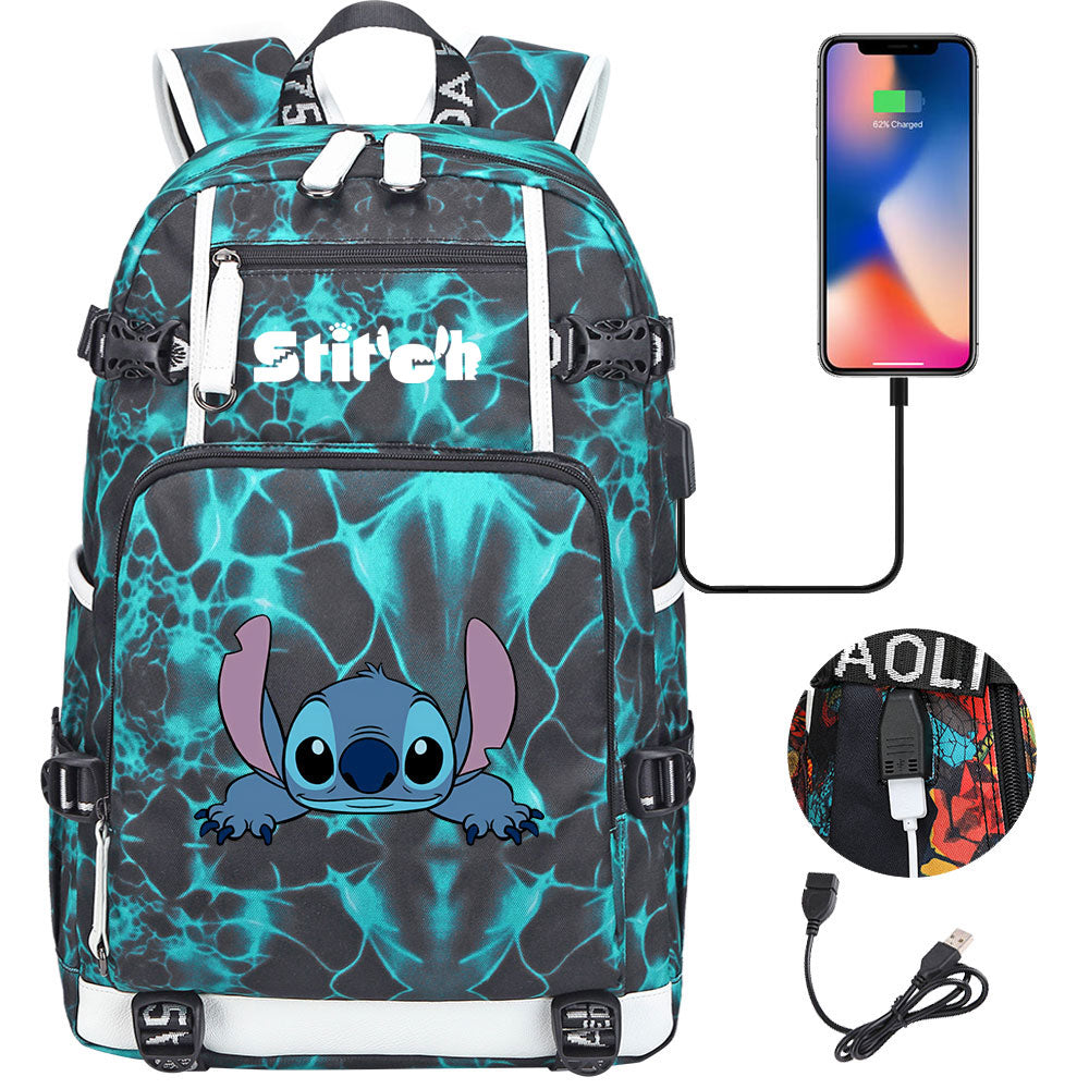 Lilo & Stitch Stitch #9 USB Charging Backpack School NoteBook Laptop Travel Bags