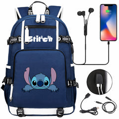 Lilo & Stitch Stitch #9 USB Charging Backpack School NoteBook Laptop Travel Bags