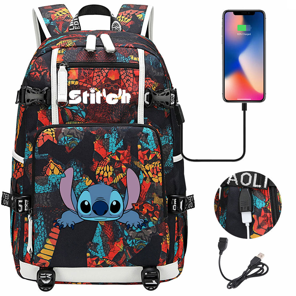Lilo & Stitch Stitch #9 USB Charging Backpack School NoteBook Laptop Travel Bags