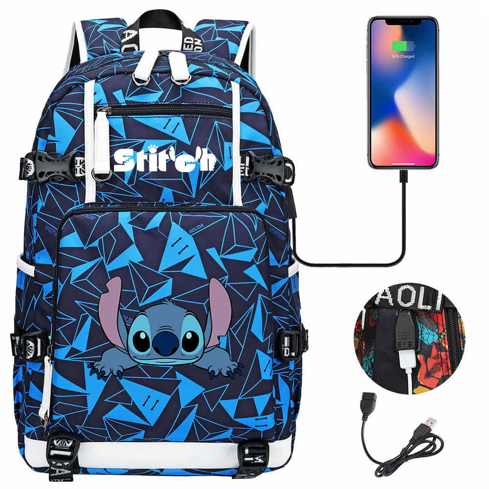 Lilo & Stitch Stitch #9 USB Charging Backpack School NoteBook Laptop Travel Bags