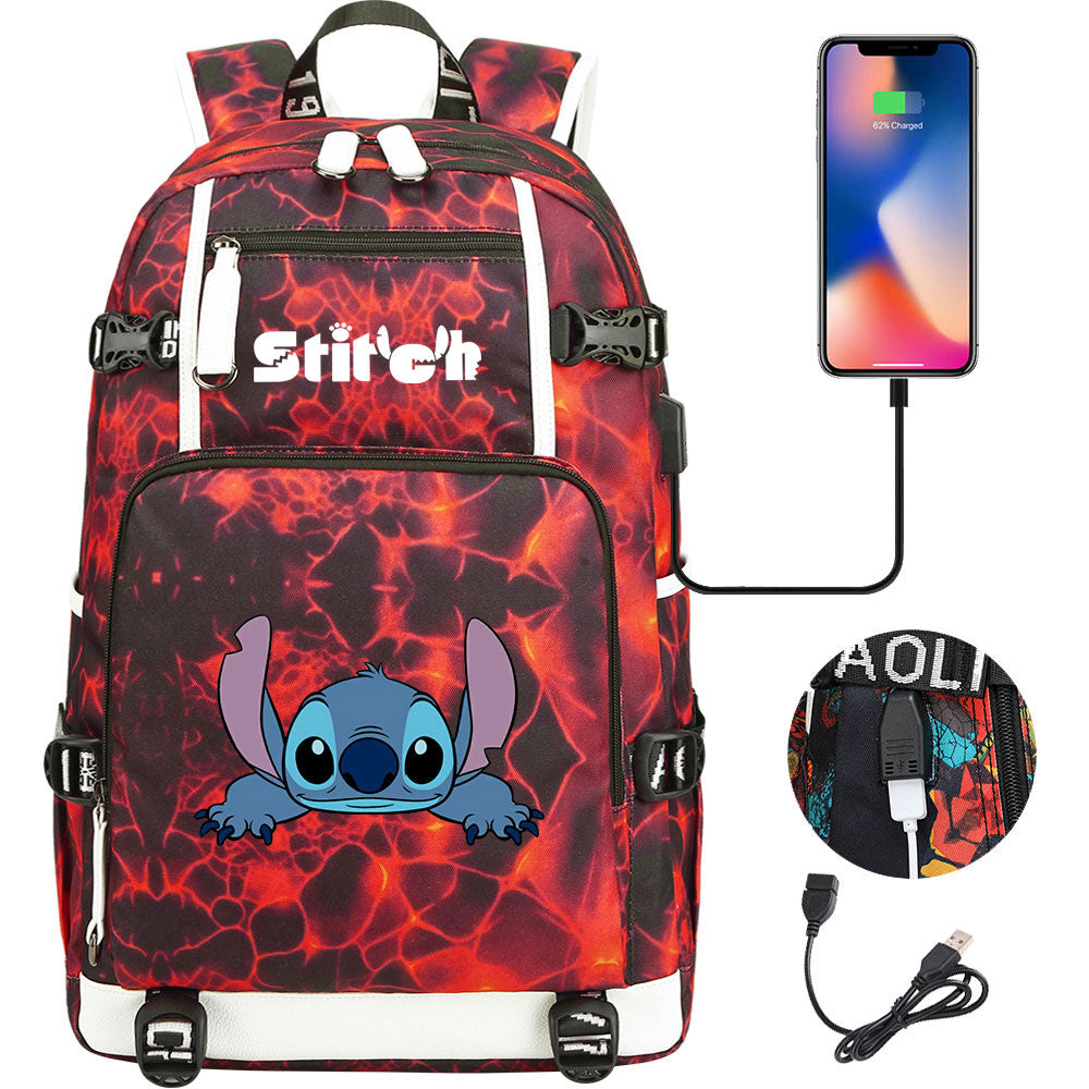 Lilo & Stitch Stitch #9 USB Charging Backpack School NoteBook Laptop Travel Bags