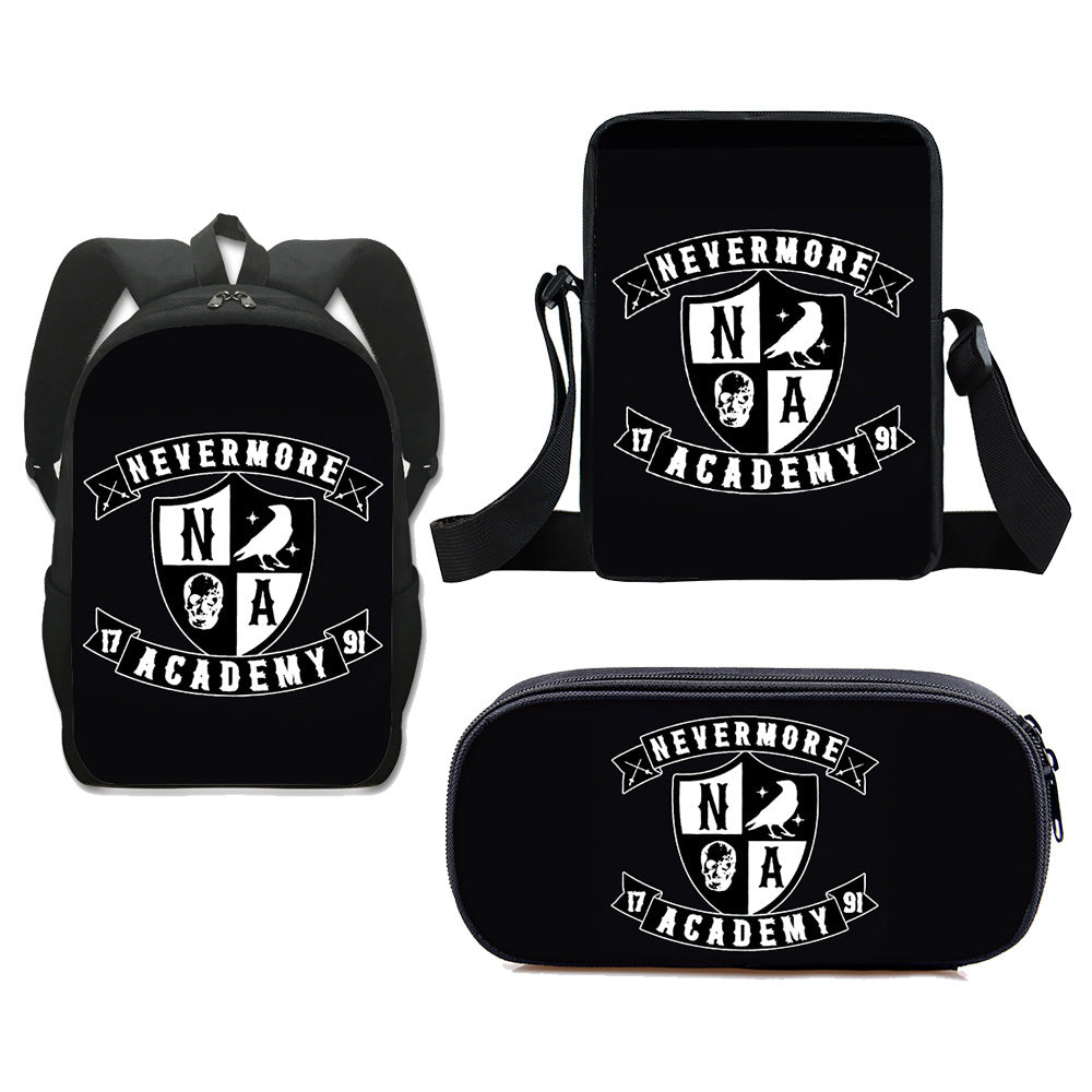 Wednesday Addams Schoolbag Backpack Lunch Bag Pencil Case 3pcs Set Gift for Kids Students
