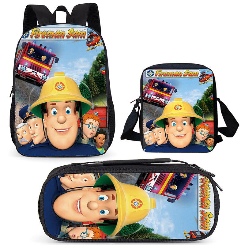 Fireman Sam Schoolbag Backpack Lunch Bag Pencil Case Set Gift for Kids Students