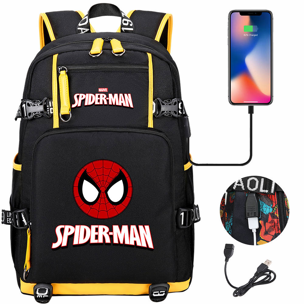 Spiderman Superhero Gwen Miles Morales  USB Charging Backpack School NoteBook Laptop Travel Bags