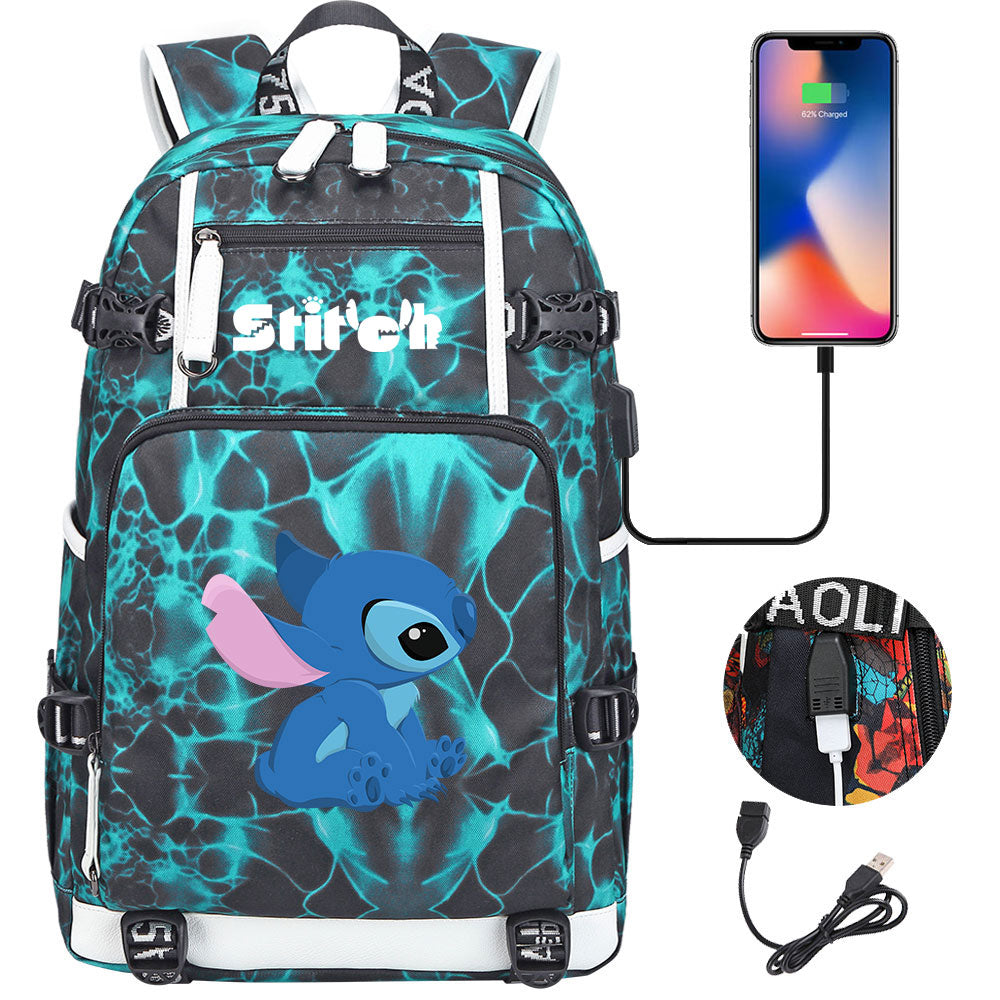 Lilo & Stitch Stitch #10 USB Charging Backpack School NoteBook Laptop Travel Bags