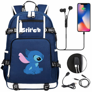 Lilo & Stitch Stitch #10 USB Charging Backpack School NoteBook Laptop Travel Bags