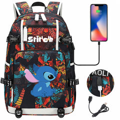 Lilo & Stitch Stitch #10 USB Charging Backpack School NoteBook Laptop Travel Bags