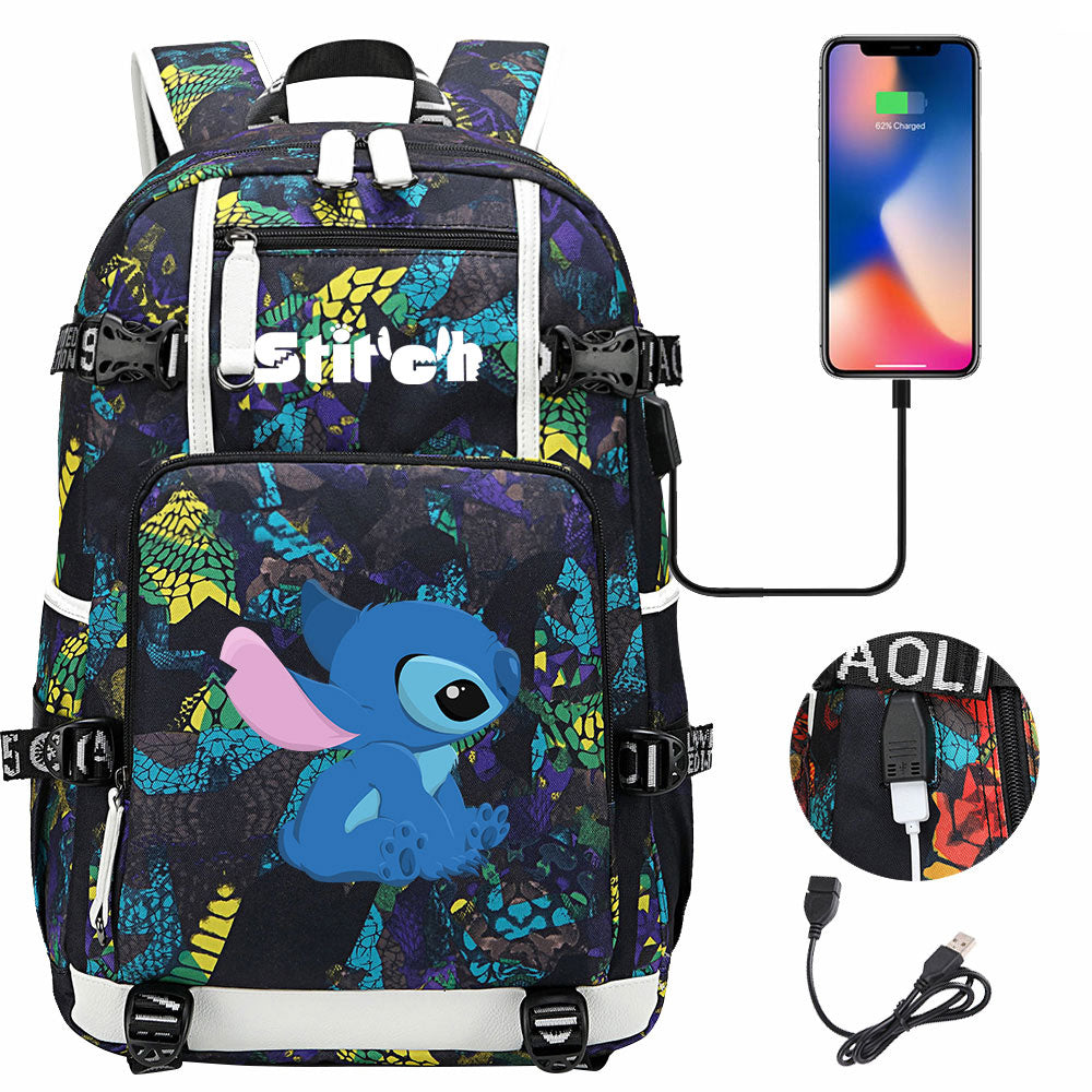 Lilo & Stitch Stitch #10 USB Charging Backpack School NoteBook Laptop Travel Bags