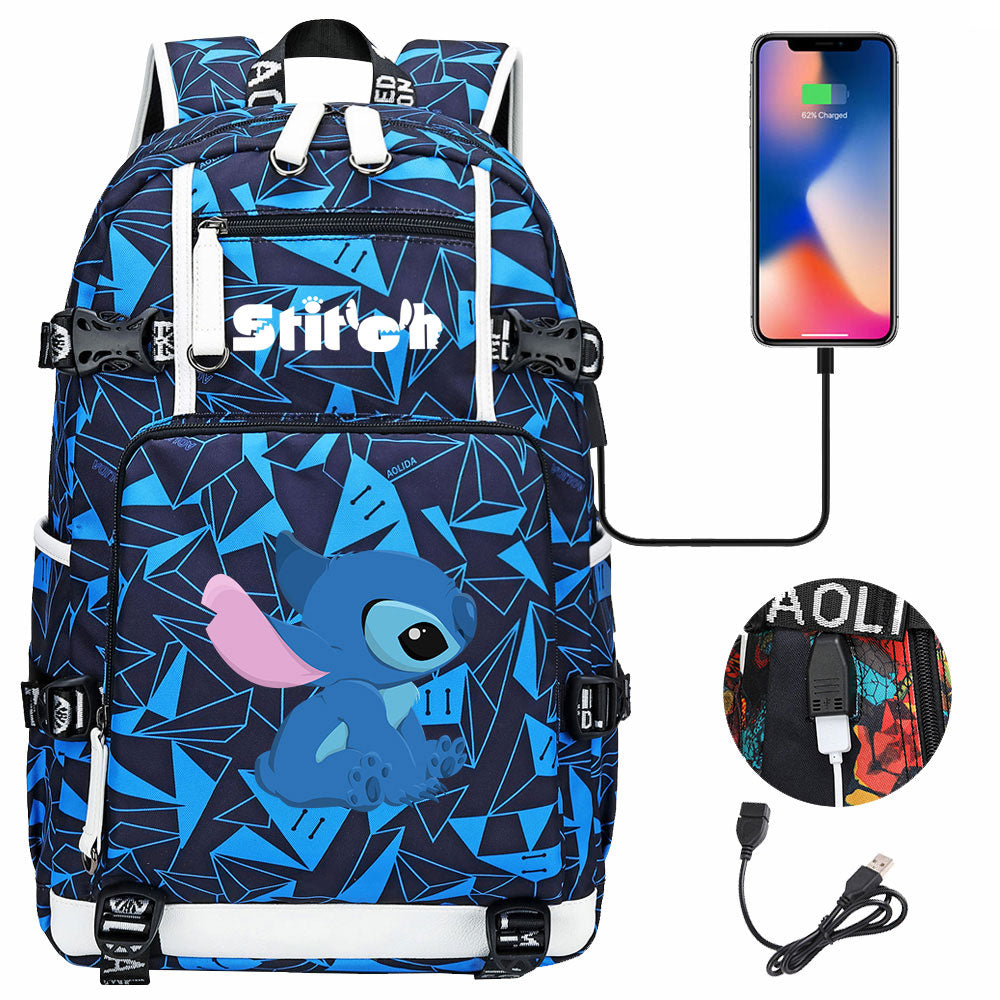 Lilo & Stitch Stitch #10 USB Charging Backpack School NoteBook Laptop Travel Bags