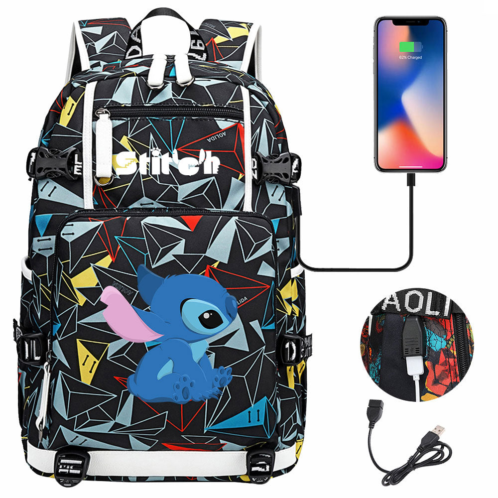 Lilo & Stitch Stitch #10 USB Charging Backpack School NoteBook Laptop Travel Bags