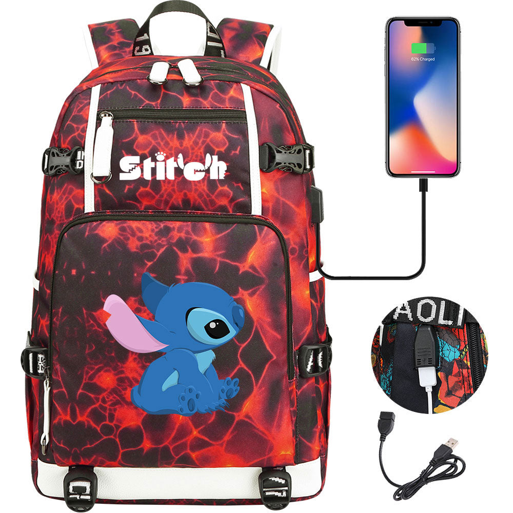 Lilo & Stitch Stitch #10 USB Charging Backpack School NoteBook Laptop Travel Bags