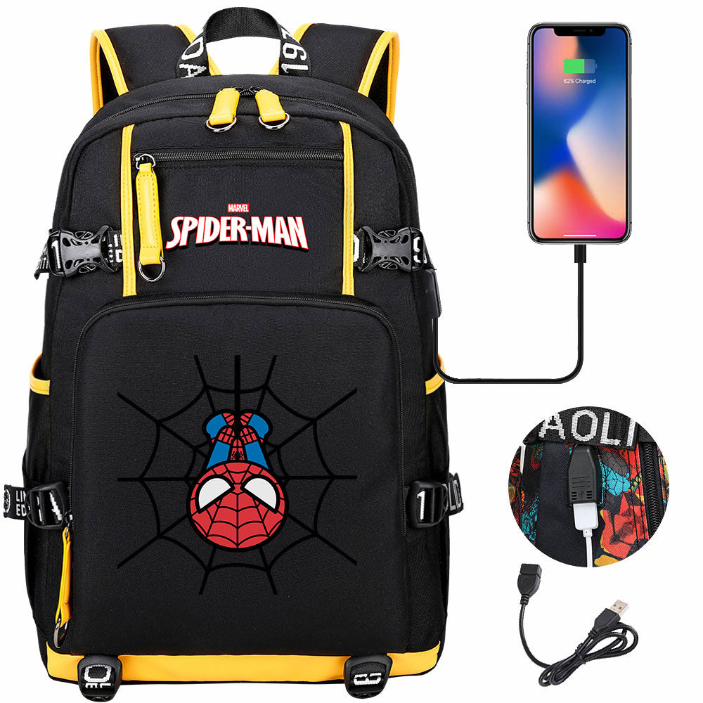 Spiderman Superhero Gwen Miles Morales  USB Charging Backpack School NoteBook Laptop Travel Bags