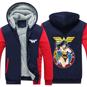 Wonder Woman Hoodie Jacket Autumn Winter Unisex Zipper Sweatershirt Warm Coat