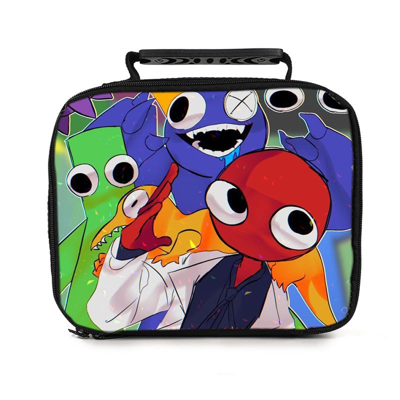 Rainbow Friends PU Leather Portable Lunch Box School Tote Storage Picnic Bag