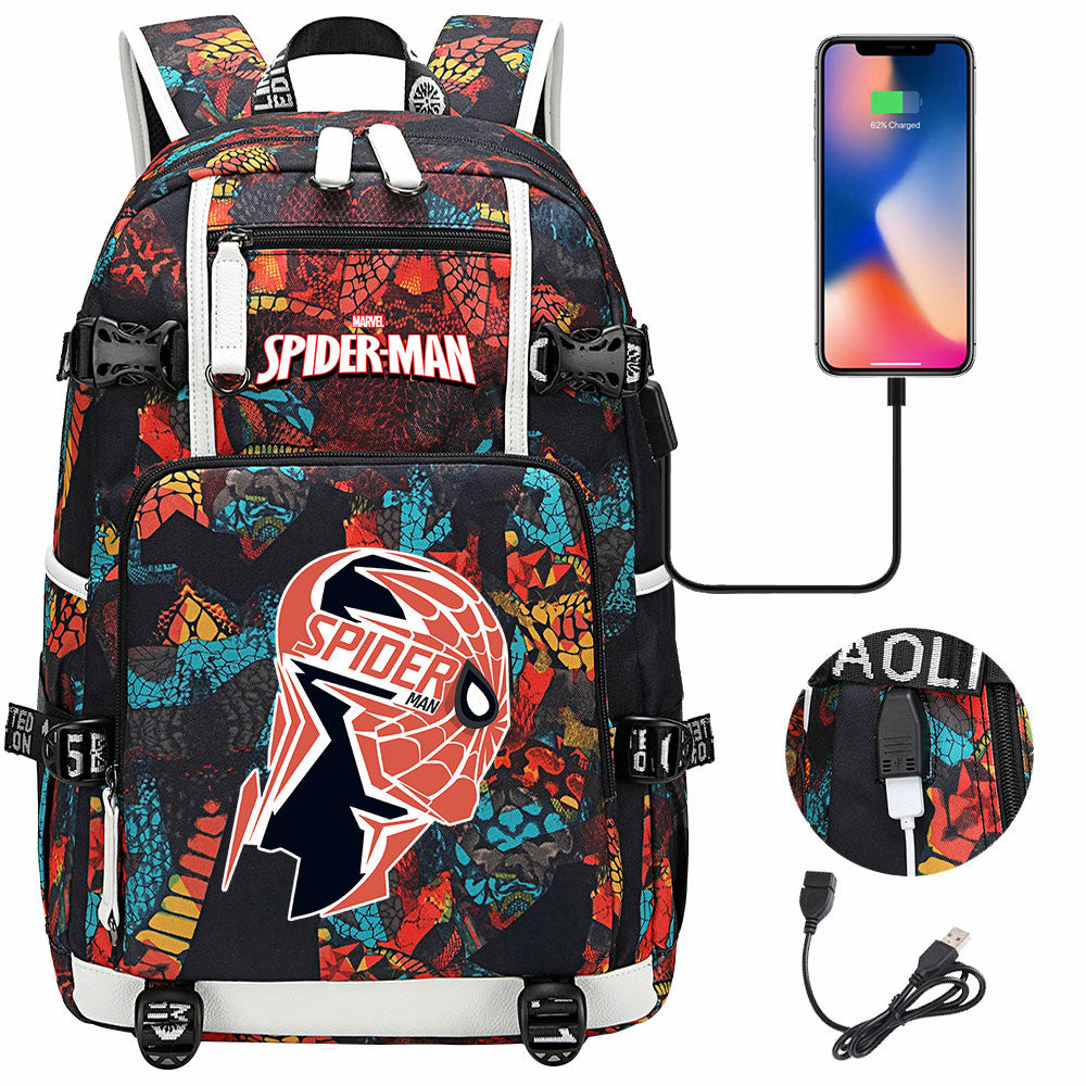Spiderman Superhero Gwen Miles Morales  USB Charging Backpack School NoteBook Laptop Travel Bags