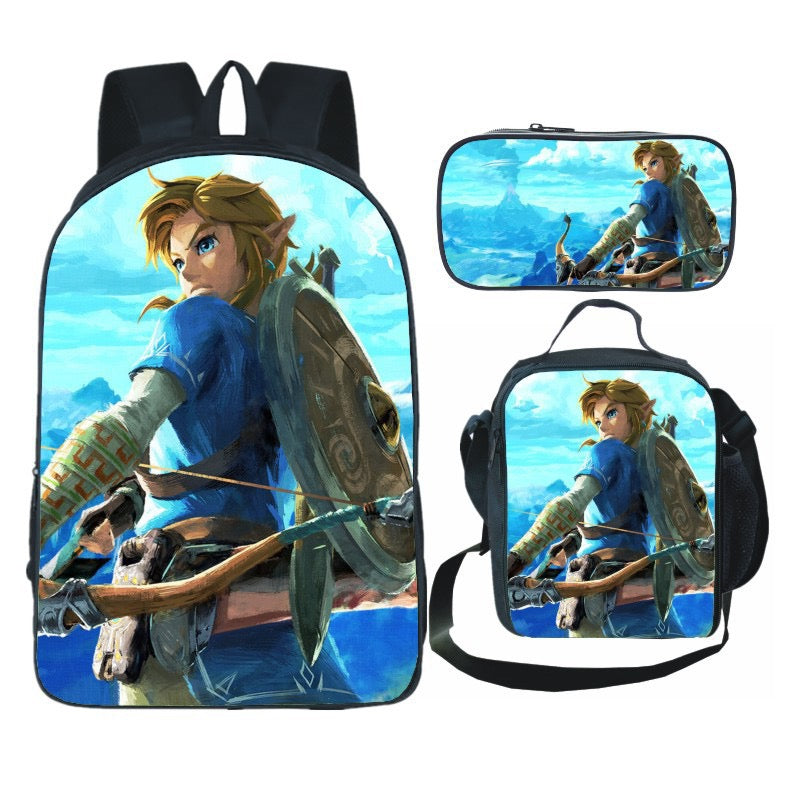 The Legend of Zelda Schoolbag Backpack Lunch Bag Pencil Case Set Gift for Kids Students