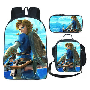 The Legend of Zelda Schoolbag Backpack Lunch Bag Pencil Case Set Gift for Kids Students