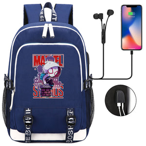 Spiderman Into the Spider Verse Miles Morales  USB Charging Backpack School Note Book Laptop Travel Bags