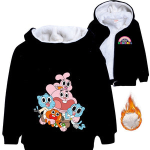 The Amazing World of Gumball Pullover Hoodie Sweatshirt Autumn Winter Unisex Sweater Zipper Jacket for Kids Boy Girls