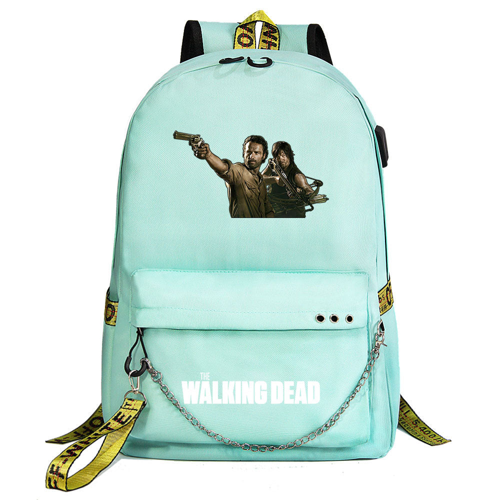 The Walking Dead USB Charging Backpack Shoolbag Notebook Bag Gifts for Kids Students