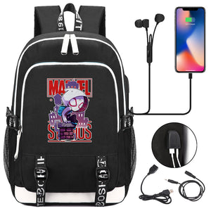 Spiderman Into the Spider Verse Miles Morales  USB Charging Backpack School Note Book Laptop Travel Bags
